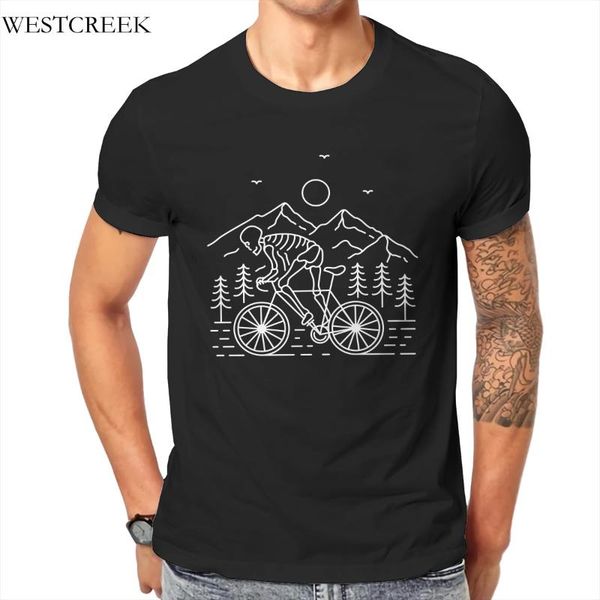 

men's t-shirts westcreek skull and bicycle at night fashion round collar men high street customize clothing 164782, White;black