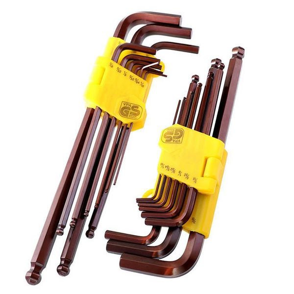 

hand tools akdsteel 9pcs hex key wrench set 1.5mm-10mm 1/16inches-3/8inches s2 steel ball ended hexagon allen tool kit