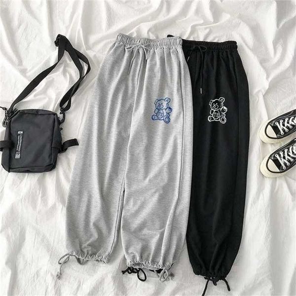 HOUZHOU Koreanische Stil Jogger Frauen Frühling Drucken Jogginghose Hohe Taille Jogging Femme Mode Sport Hosen Casual Schweiß 211115