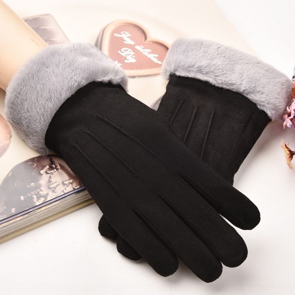 

IYRN winter warm suede women' mittens warm students fashion lovely korean touch screen gloves and gloves thickening riding, Blue;gray