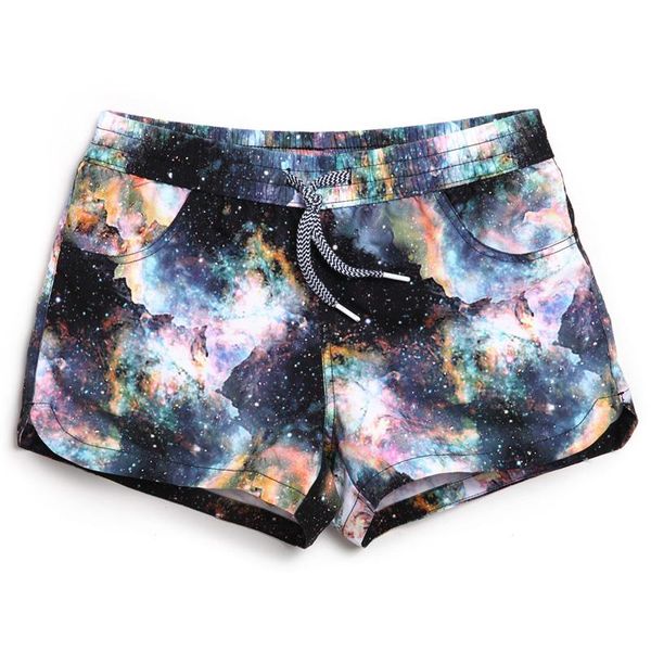 

lady casual shorts women beachwear pineapple fruit print quick drying fabric men's, White;black