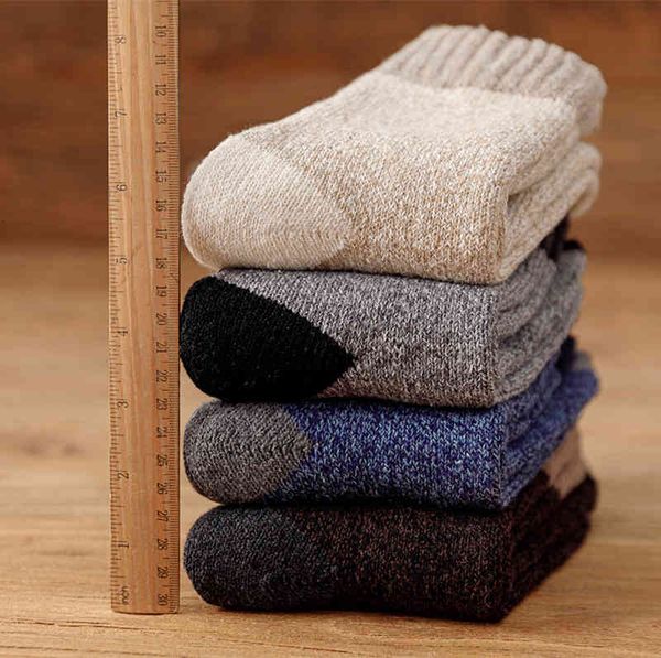 

men's socks autumn and winter wool plush thick warm medium tube long towel, Black