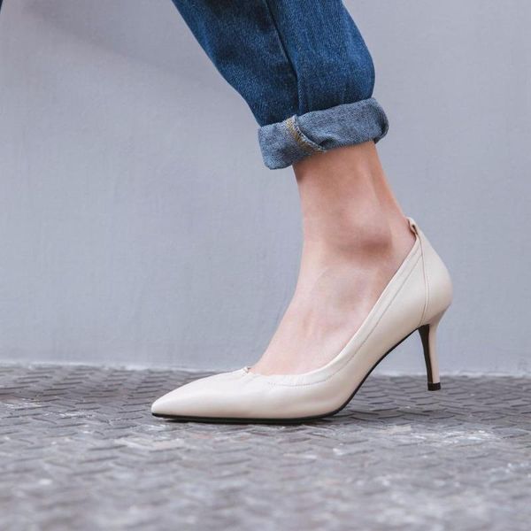 

dress shoes full grain leather recommend classics women fashion brand pointed toe high heels stiletto pumps l1f7, Black