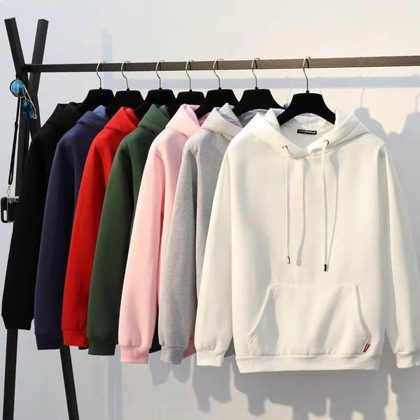 

Cotton sweater hoodie for man hooded Pullover spring and autumn white loose versatile T-shirt women's simple coat, Black