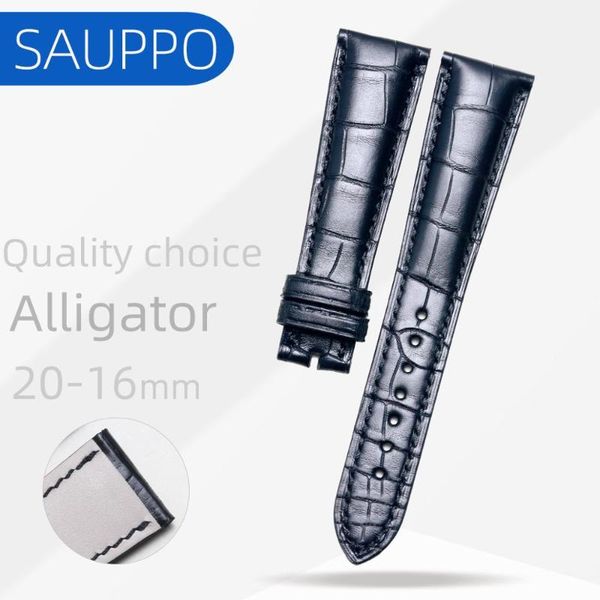 

watch bands sauppo watchband bvl bb42bg bb42ws black 21mm replacement strap alligator leather, Black;brown