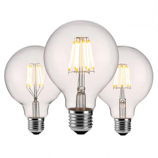 

bulbs e27 led edison filament light 220v retr bulb g80 g95 g125 6w 8w 10w big global clear glass indoor lamp