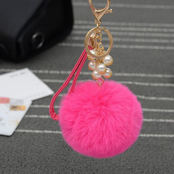 

keychains felyskep fluffy fur ball key chain rings pendant cute pompom faux keychain women bag 209wa, Silver