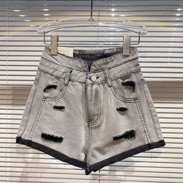 

women's shorts hole vintage ripped gray denim women 2021 summer fashion wash water craft street, White;black
