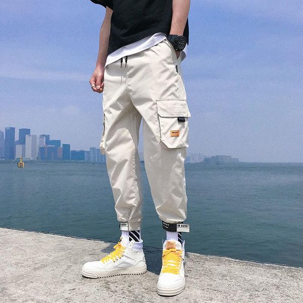 

men's pants kemoy 2021 summer casual men cargo fashion brand loose male trousers hip hop cool jogger streetwear, Black