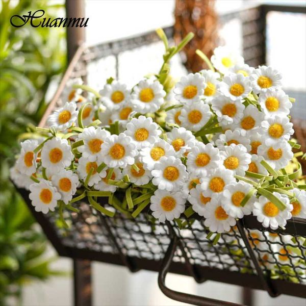 

white daisy artificial flowers long branch bouquet for home wedding garden decoration diy bridal silk fake flower accessories decorative & w