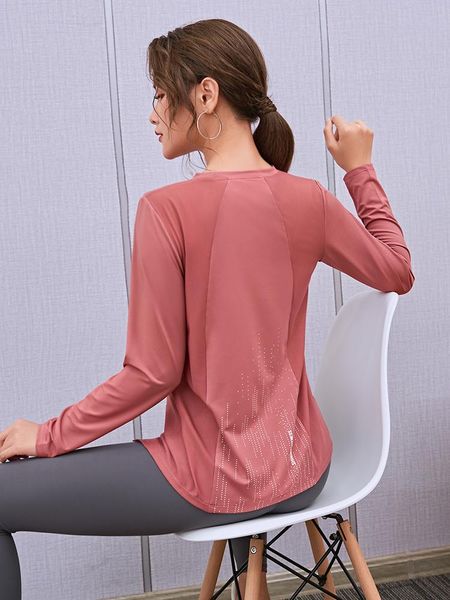 

yoga clothes women's quick-drying running long-sleeved t-shirt net red fitness autumn thin loose sports outfits, White;red