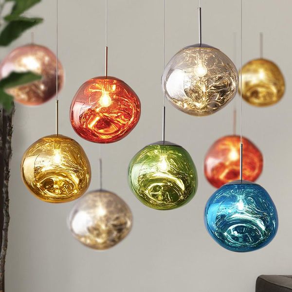

pendant lamps lava glass multicolor light nordic living room lamp designer postmodern electroplated creative restaurant cafe