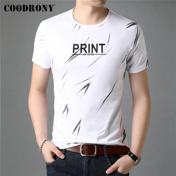 

men's t-shirts coodrony brand spring summer cotton tees streetwear fashion pattern casual o-neck short sleeve t-shirt men c5120, White;black