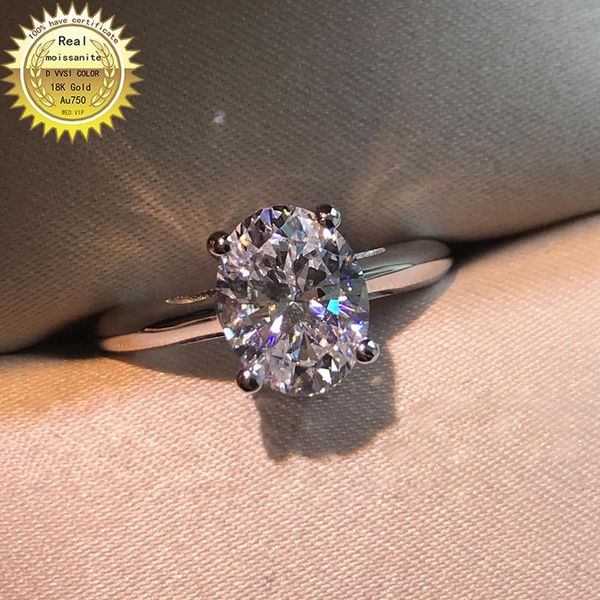

cluster rings 18k goldr ring 3ct d vvs moissanite engagement&wedding jewellery with certificate 024, Golden;silver
