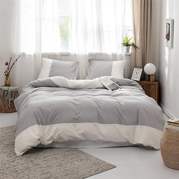 

bedding sets 100% natural cotton white grey 264x229/229x229/168x229cm us  king twin duvet cover set pillowcase soft comfy breathable
