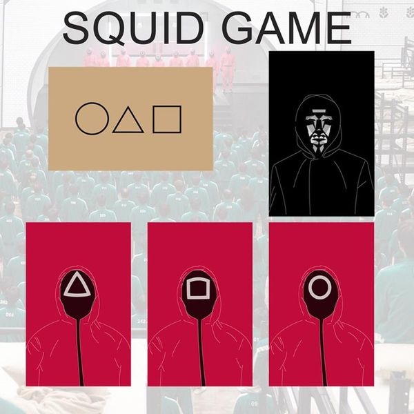 

gift wrap 5pcs squid game business card invitation souvenir double-sided greeting postcard paper bookmarks student stationery 2021