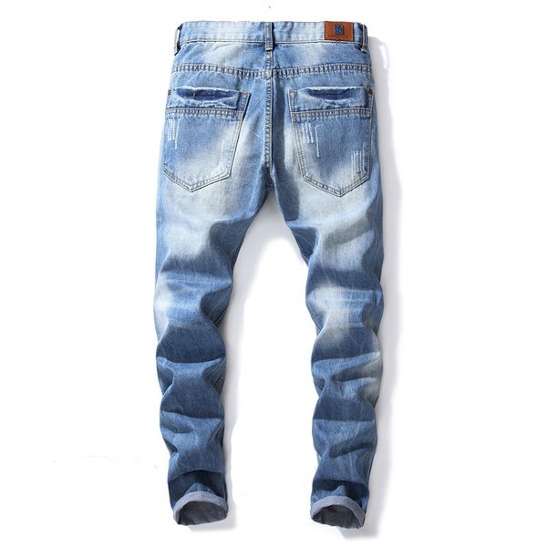 

men's jeans men streetwear hip hop ripped blue beggar skinny fashion knee holes 100% cotton slim fit casual joggers denim pants kolc