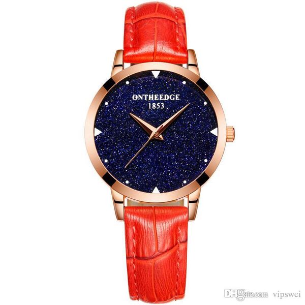 Gypsophila-Uhren für Damen, hochwertige Dame, rote wasserdichte Lederuhr, berühmte Marken-Armbanduhr, weibliche Liebe, Geschenkbox, Uhr, Liebhaber-Armbanduhr