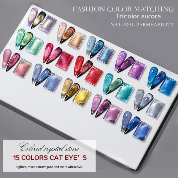 

nail gel vdn 15 colors cat's eye magnetic polish soak off uv led varnish lacquers shiny glitter beauty design cat polishes, Red;pink
