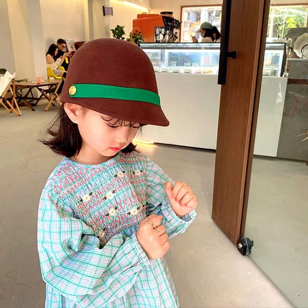 

berets king wheat winter 2021 fashion wool outdoor keep warm dome children fedora sweet lovely kid boy cap girl equestrian knight hat, Blue;gray