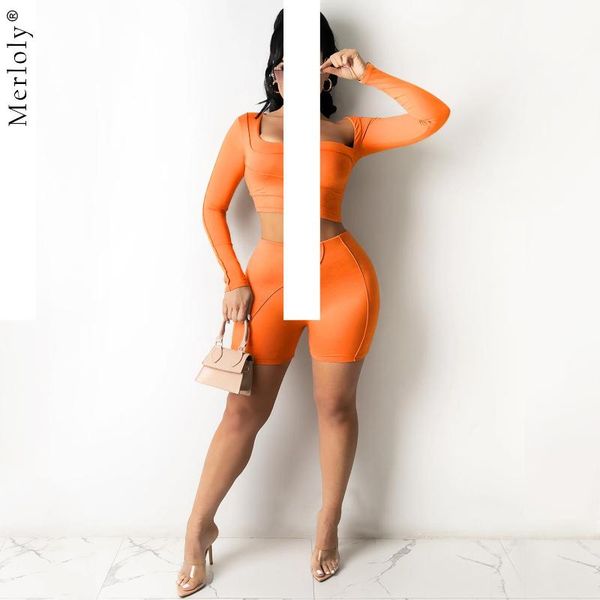 

women's tracksuits 2 piece sports suit women workout clothes square collar long sleeve crop skinny shorts leggings 2021summer jogger o, Gray