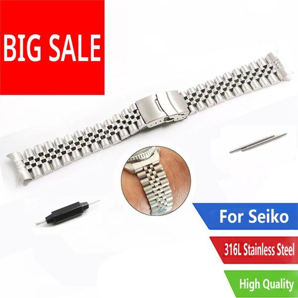 

watch bands carlywet 22mm sliver band jubilee bracelet hollow curved end solid screw links stainless steel silver for skx 007, Black;brown