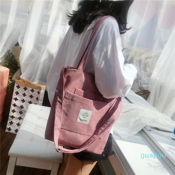 

evening bags women canvas shoulder bag ladies casual corduroy tote soft crossbody books striped cloth female handbag shopping