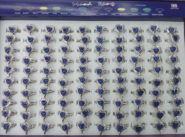 

heart mood ring emotion color changing adjustable rings 100pcs/lot, Silver