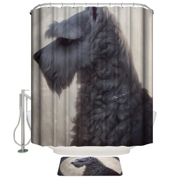 

dog animal art shower curtain with hooks doormat bath floor mat waterproof polyester curtains