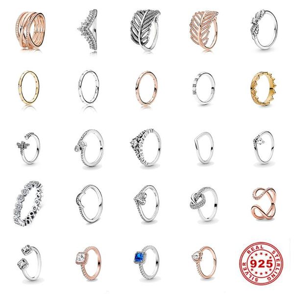 

cluster rings leuxry trendy geometry circle crown finger for women simple sparkling zircon silver 925 wedding party jewelry gift, Golden;silver