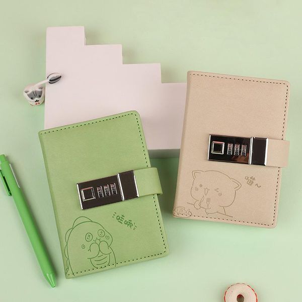 

small notepad a7 notebook with lock journal office diary agenda planner stationery organizer line sketchbook pocket note book notepads, Purple;pink