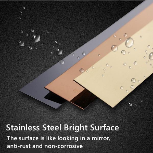 

wall stickers 5m stainless steel yellow titanium gold background ceiling edge banding self-adhesive flat decorative line