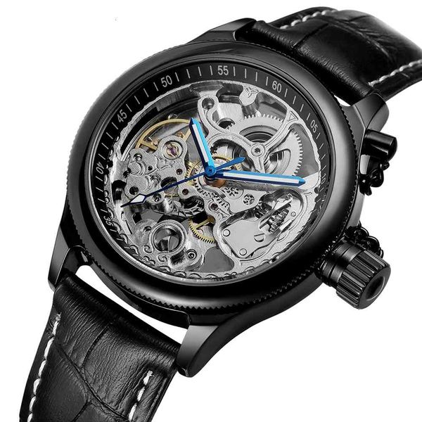 

refining fashion watches steampunk men carving skeleton gear car mechanical poison box ship, Slivery;brown