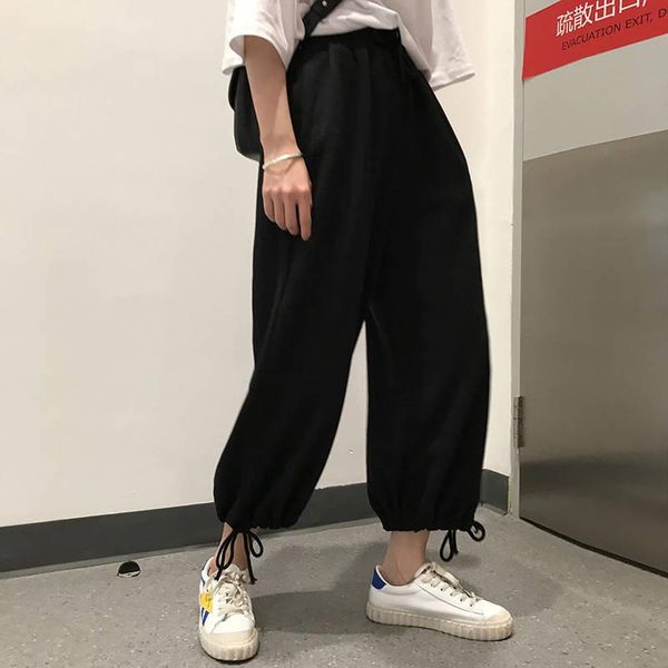 

women's pants & capris spring autumn sweatpants women casual harem loose trousers for black solid sweat female, Black;white