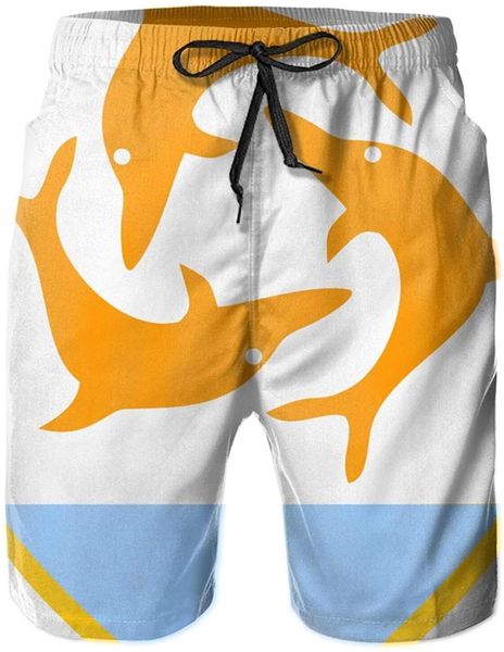 

flag of anguilla men's beach shorts, quick drying mesh lining swim swimsuits with pockets shorts, White;black