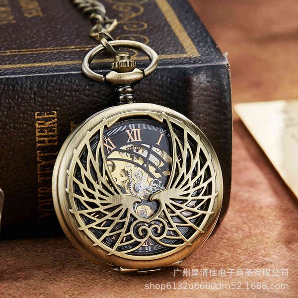 

new creative flip hollow love roman literal manual double open mechanical pocket watch necklace, Slivery;brown
