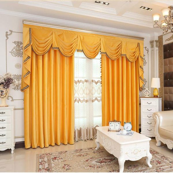 

curtain & drapes fashion woven cafe curtains luxury european thick shading italian velvet for living room bedroom head fabric yellow