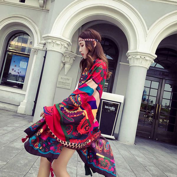 

silk women's summer beach sunscreen shawl dual-purpose korean long national style versatile scarf, Blue;gray