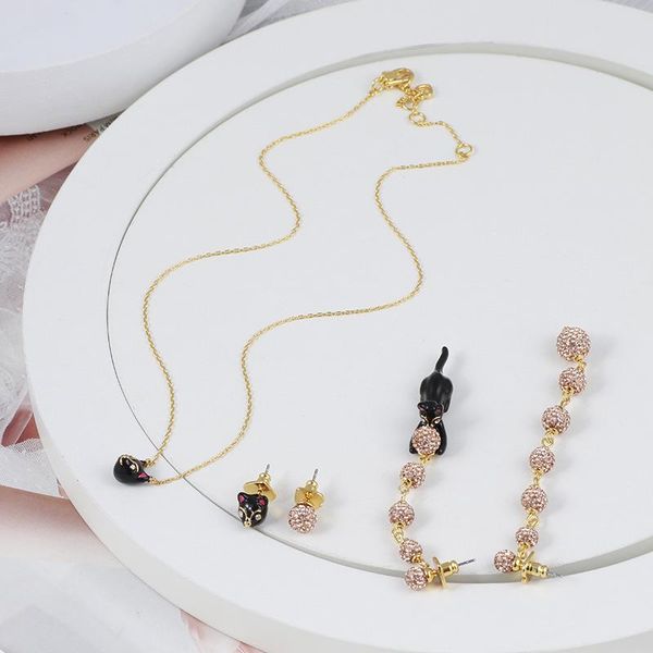 

earrings & necklace cute lovely three-dimensional animal cat jewelry sets for women simple mini puppy earring, Silver
