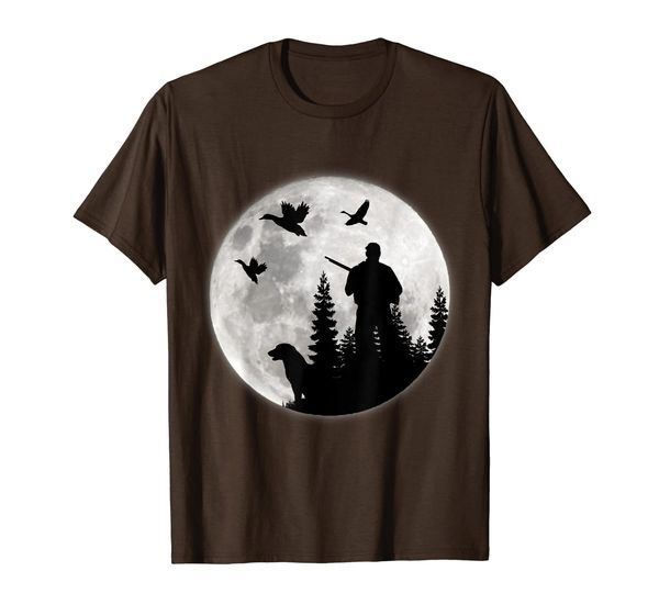 

duck hunting hunter under the moon tees gift for men women t-shirt, White;black