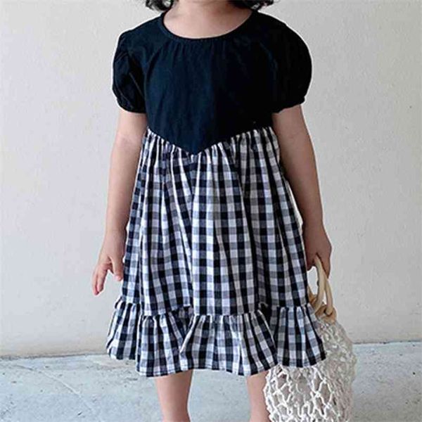 

dress summer stitching plaid party kid clothes children girl for 2-6 years 210528, Red;yellow