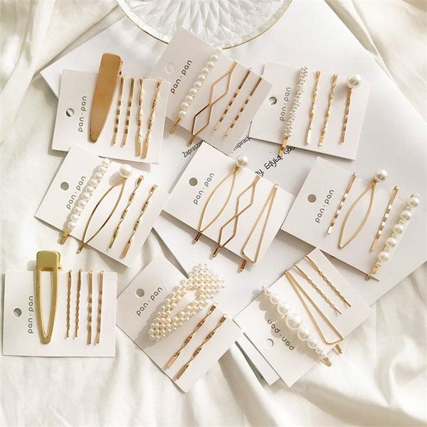

hair clips & barrettes 3pcs/set pearl metal clip hairband comb pin barrette hairpin headdress accessories beauty styling tools arrival, Golden;silver