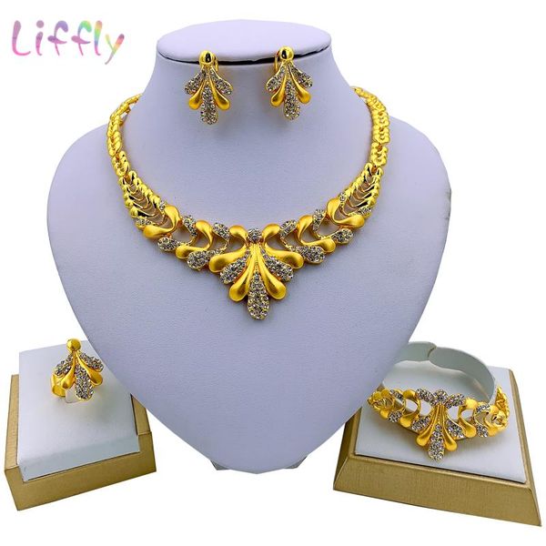 

earrings & necklace liffly ethiopia jewelry set women dubai gold sets wedding bridal bracelet ring african, Silver