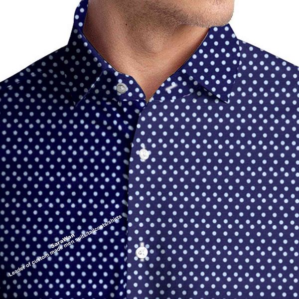 

men's dress shirts dark blue polka dot shirt tailor made men , bespoke mens shirts, dotted, White;black