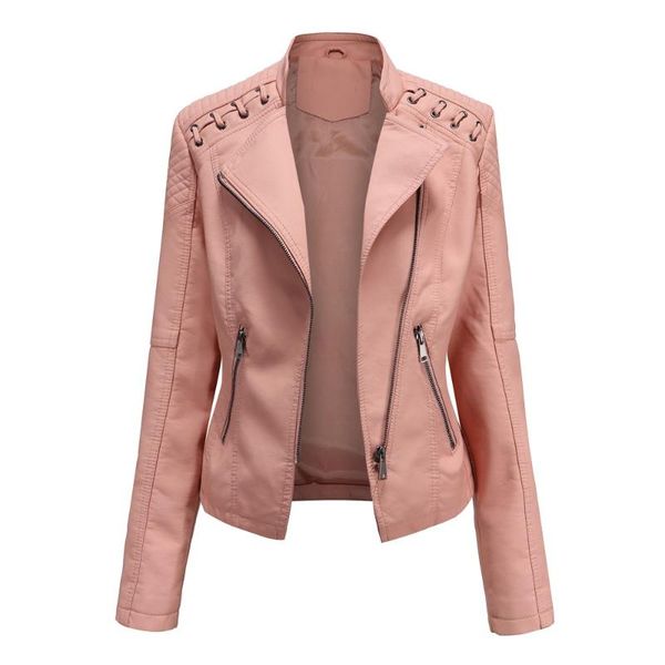 

women's leather & faux pu jacket women spring autumn fashion motorcycle black coats outerwear coat