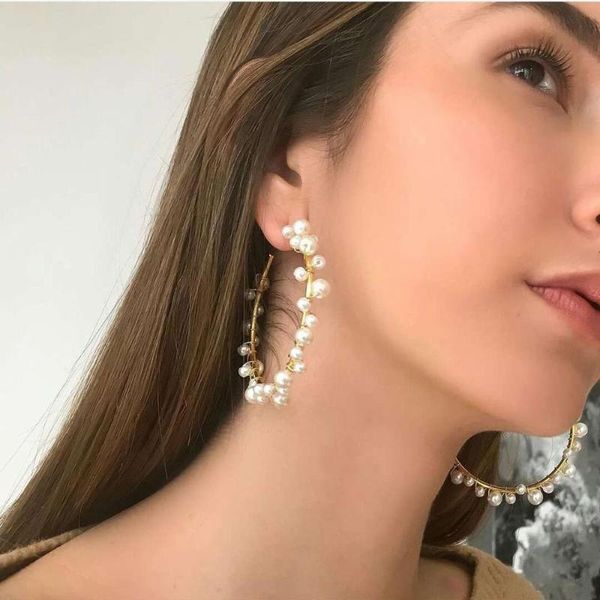 

natural fresh water pearl earrings fashion women earrings anti allergy round large, Golden;silver