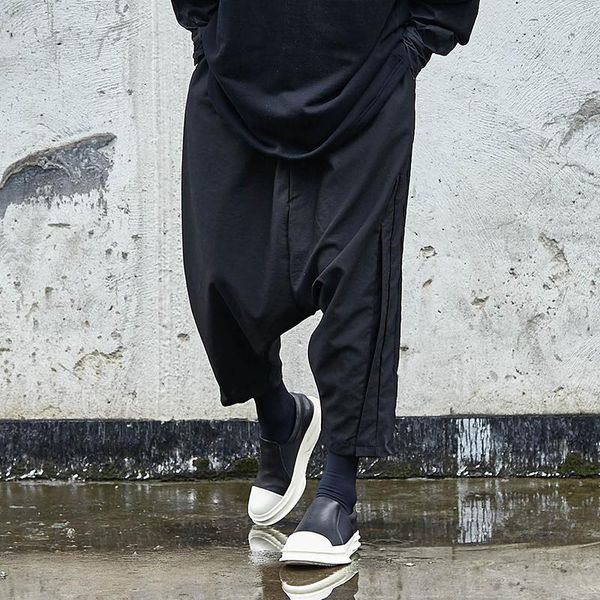 

retro black loose harem pants drawstring feet men's casual baggy