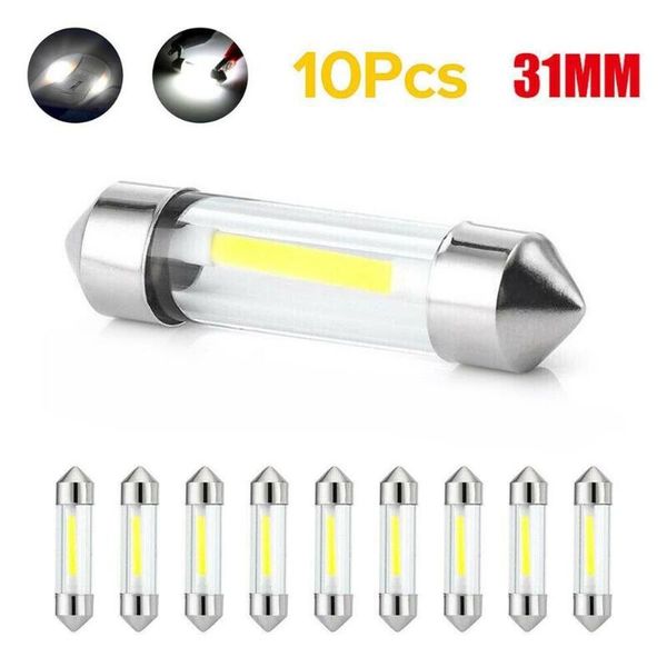

10pcs cob c5w led festoon 31mm car interior dome map license plate light bulb lights emergency