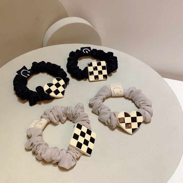 

new net red temperament love headband leather band simple black-and-white checkerboard square fashion versatile hair accessories women, Pink