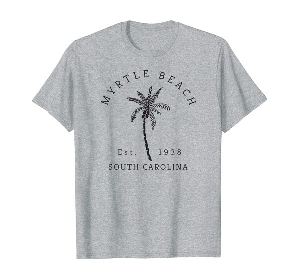 

retro cool original myrtle beach sc palm tree novelty t-shirt, White;black